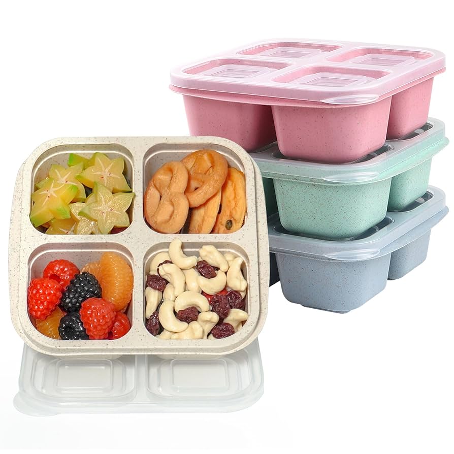 Amazon | LCHLZZ スナック容器 4個パック 仕切り付き弁当
